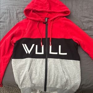 VULL Red, Black & Gray Women's Zip-Up (bum covering) ❤️🖤🩶🤍
